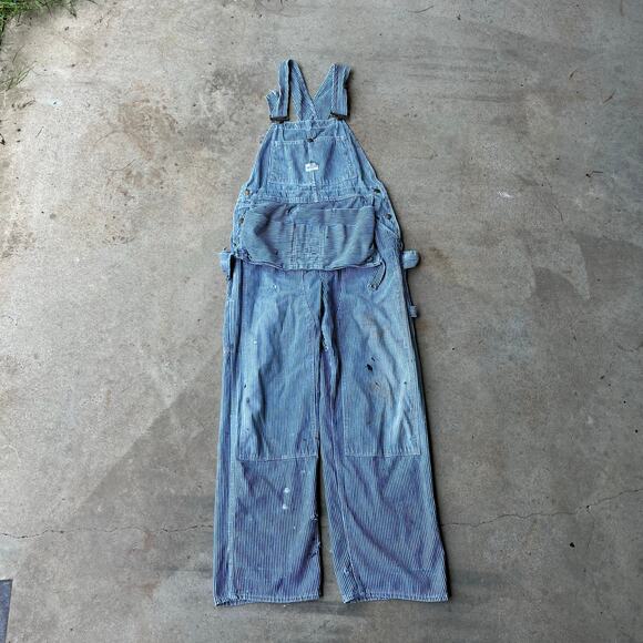 Vintage 50's Hercules Hickory Bib Overalls With Tool Pouch 36-38 Waist - Picture 1 of 9